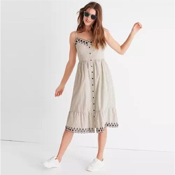 Madewell Floral Embroidered Jardin Midi Cotton Dress - Picture 14 of 14